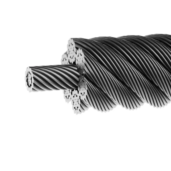 6x19 Bull Steel Core Steel Wire Rope coiled, ideal for heavy-duty lifting.
