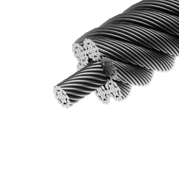 6x19 Bull Steel Core Steel Wire Rope coiled, ideal for heavy-duty lifting.