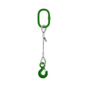 1 LEG WIRE SLING MASTER LINK ON TOP AND LEGS ENDING IN THIMBLE HARD EYES