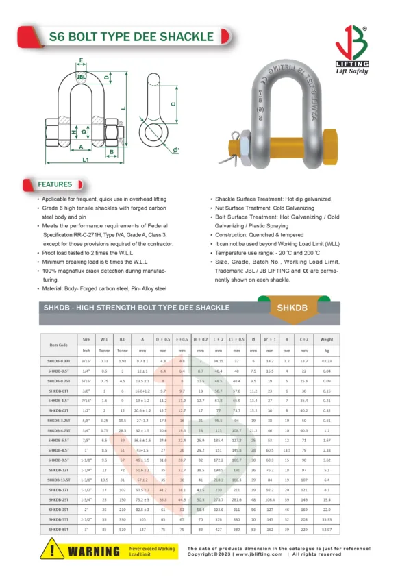d shaped forged chain shackle with bolt pin datasheet saudi arabia