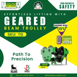 Heavy-duty beam gear trolleys​ used in industrial lifting and material handling applications in Saudi Arabia