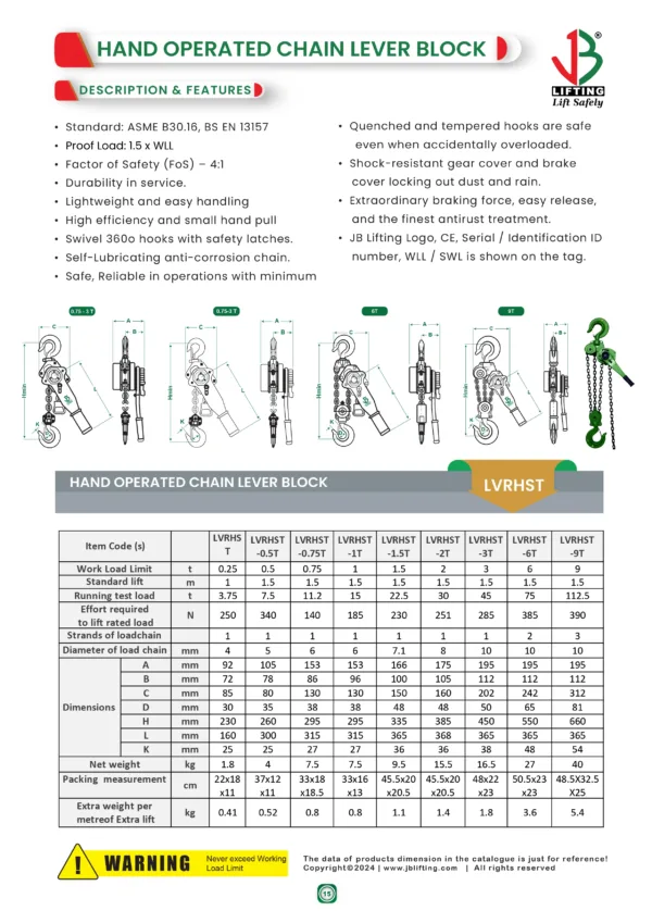 heavy duty manual-hand operated chain block hoist datasheet saudi arabia