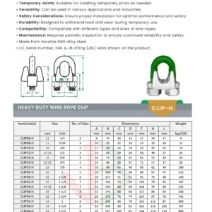 heavy duty wire rope clip datasheet saudi arabia