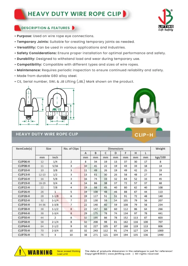 heavy duty wire rope clip datasheet saudi arabia