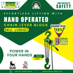 Portable manual hand-operated chain lever block with ratchet hoist, designed for lifting and pulling heavy loads in Saudi Arabia
