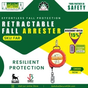 Retractable fall arrester used for fall protection in industrial and construction environments in Saudi Arabia