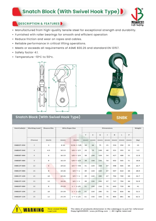 rope snatch block-crane sheave block pulley with hook datasheet saudi arabia