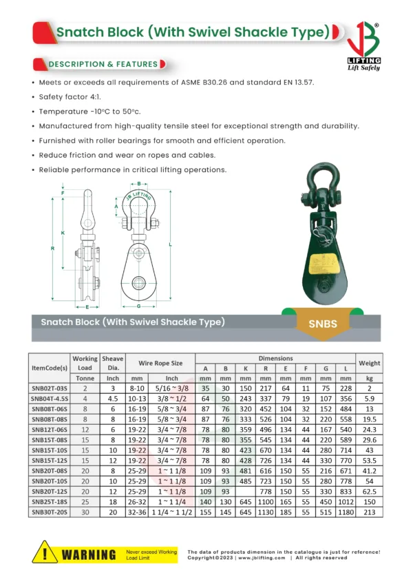 rope snatch block-crane sheave block pulley with shackle datasheet saudi arabia