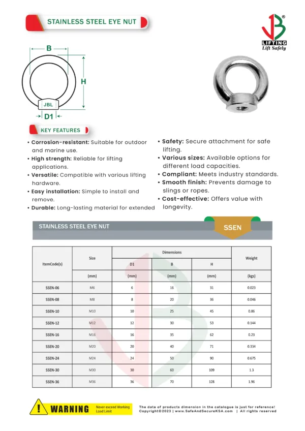 stainless steel eye nut datasheet saudi arabia