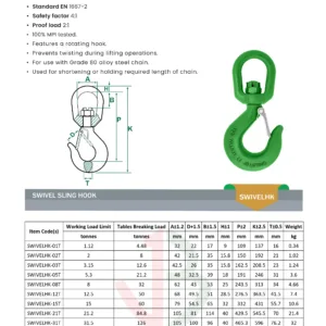 swivel sling hook in saudi arabia datasheet