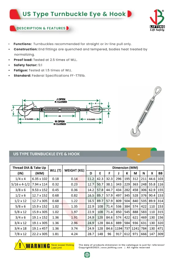 turnbuckle galvanized eye and hook datasheet saudi arabia