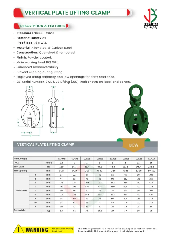 vertical plate lifting clamp datasheet in saudi arabia