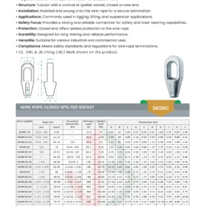 wire rope closed spelter socket datasheet saudi arabia