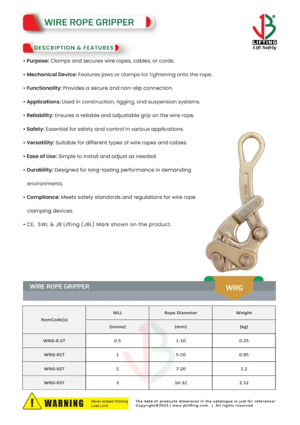 wire rope gripper datasheet saudi arabia