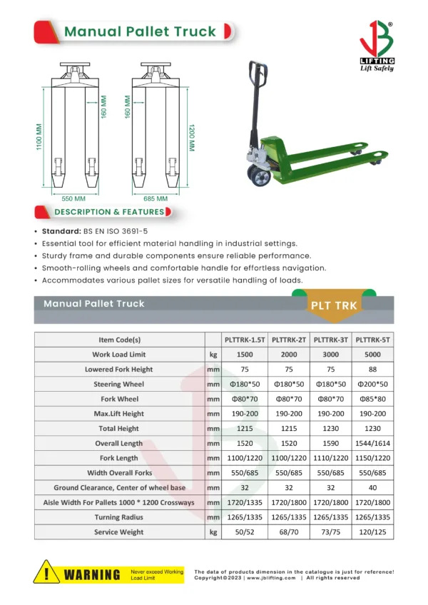manual pallet truck datasheet saudi arabia