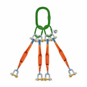 four leg web sling with d-shaped shackle bolt pin ksa