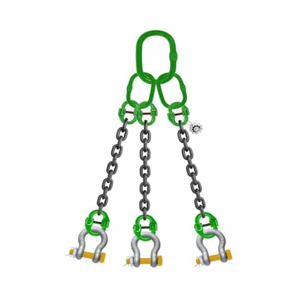 THREE LEG CHAIN SLING WITH BOW-SHAPED SHACKLE BOLT TYPE