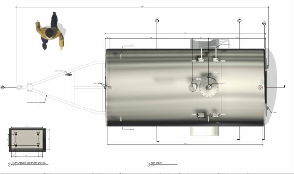 2500 Litre double steel walled Fuel Bowser with trolley Dwg-7
