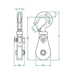 rope snatch block crane sheave block pulley with shackle ksa