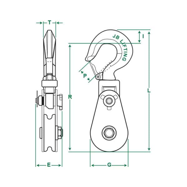 rope snatch block crane sheave block pulley with shackle ksa