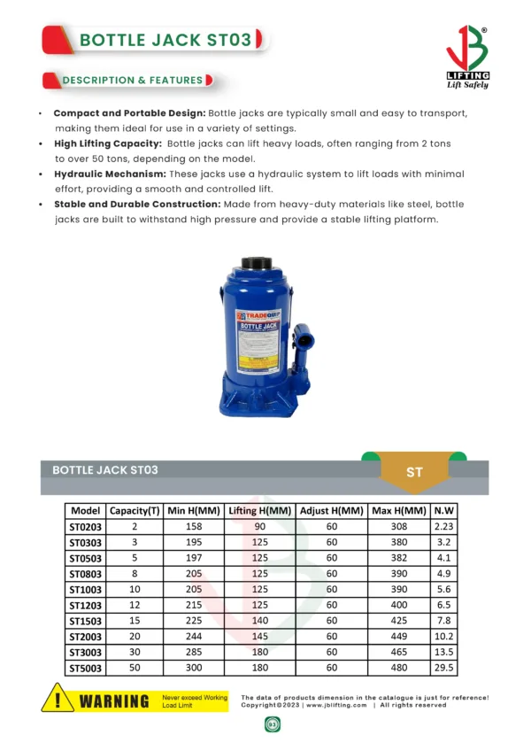 bottle jack st03 datasheet saudi arabia ksa