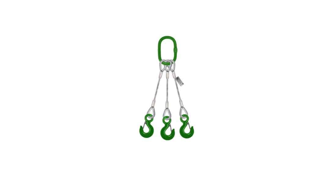 Secure Lifting Made Easy: 3 Leg Wire Rope Bridle Sling with Safety Hook Latches