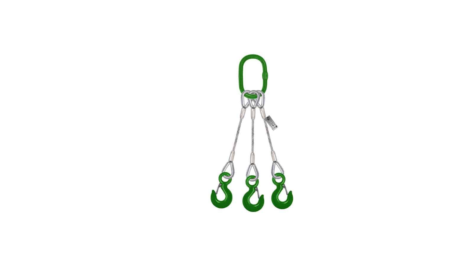 Secure Lifting Made Easy: 3 Leg Wire Rope Bridle Sling with Safety Hook Latches