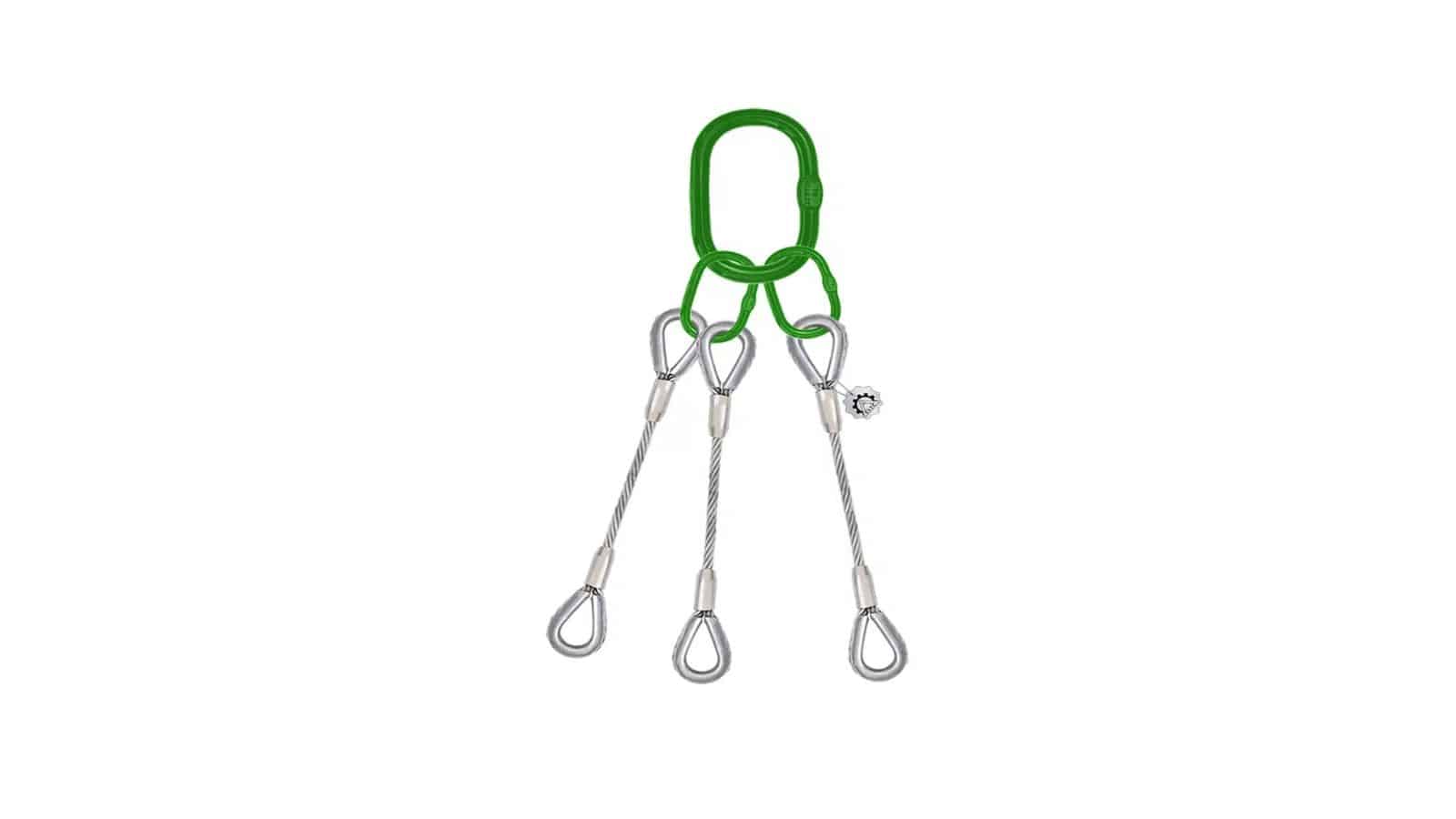 3 Leg Wire Sling with Master Link Assembly and Thimble Hard Eyes – Built for Precision Lifting