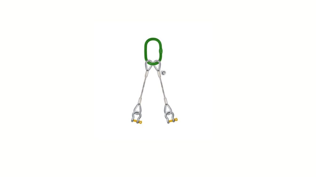 Reliable Lifting Made Simple: 2-Leg Wire Rope Bridle Sling with Screw Pin Bow Shackles