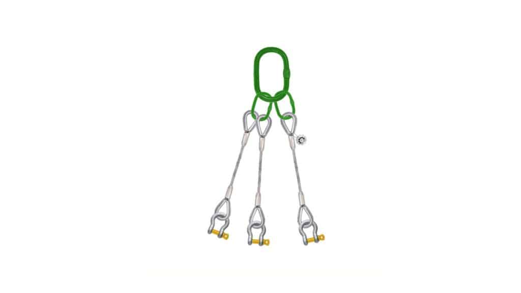 3-Leg Wire Sling with Screw Pin Bow Shackles for Industrial Use