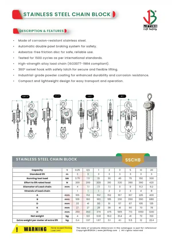 stainless steel chain block product catalog by sstc saudi arabia